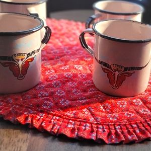 Vintage hand Painted enamel mugs
